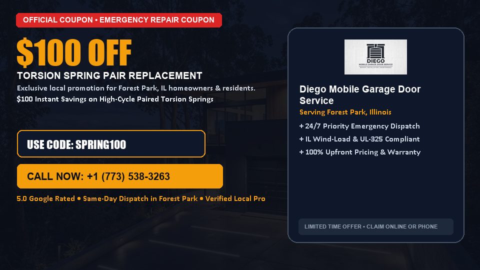 Diego Mobile Garage Door Service $100 OFF Dual Torsion Spring Replacement