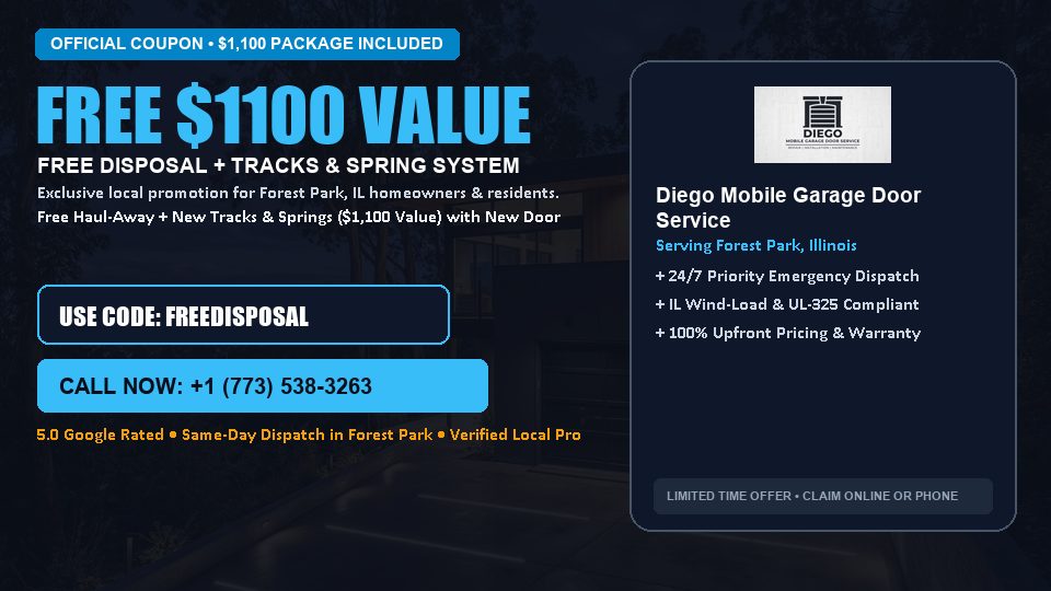 Diego Mobile Garage Door Service FREE Haul-Away & Heavy-Duty Tracks with New Door in Forest Park, IL